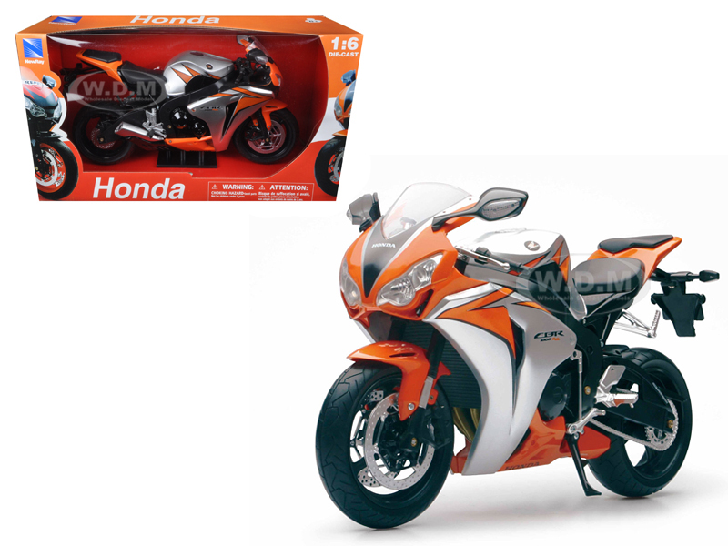 2010 Honda CBR 1000RR Motorcycle Orange and Silver 1/6 Diecast Model by New Ray