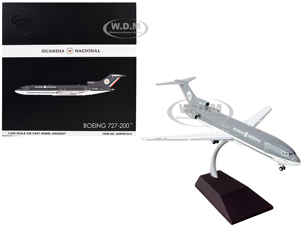 Boeing 727-200 Commercial Aircraft Guardia Nacional (Mexican National Guard) (XC-NPF) Gray and White Gemini 200 Series 1/200 Diecast Model Airplane by GeminiJets