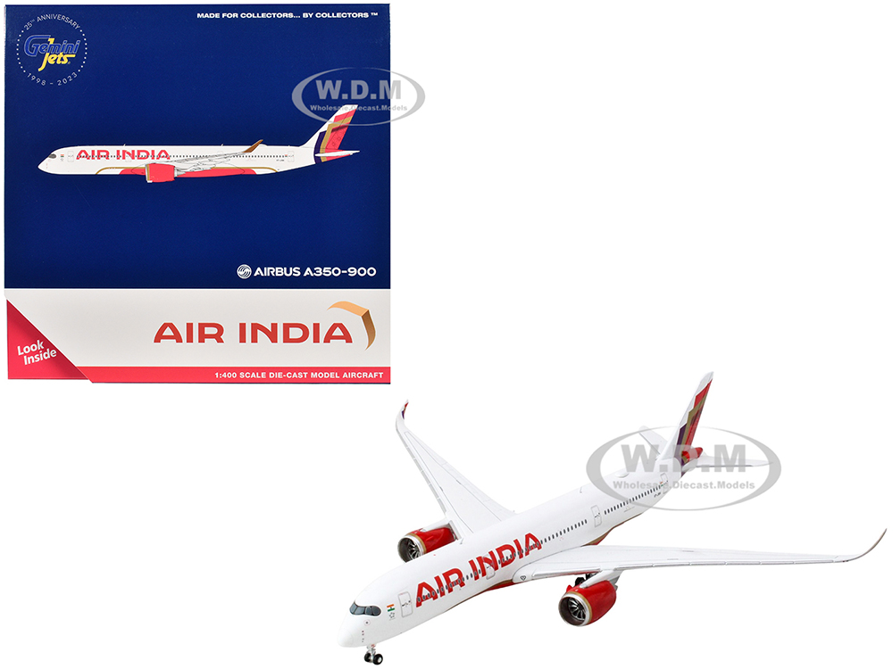 Airbus A350-900 Commercial Aircraft Air India (VT-JRH) White with Tail Graphics 1/400 Diecast Model Airplane by GeminiJets