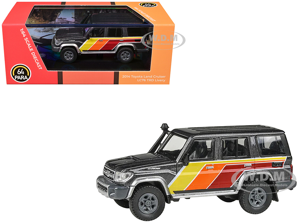 2014 Toyota Land Cruiser LC76 "TRD Livery" Gray Metallic with Stripes 1/64 Diecast Model Car by Paragon Models