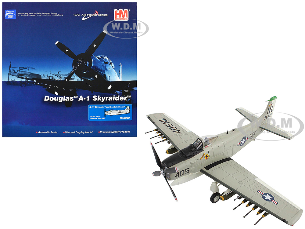 Douglas A-1H Skyraider Attack Aircraft Last Combat Mission VA-25 USS Coral Sea (1967) United States Navy Air Power Series 1/72 Diecast Model by Hobby Master