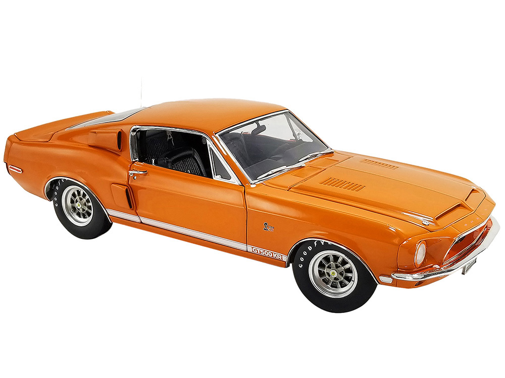 1968 Shelby GT500 KR Orange Metallic (WT Color Code 5107) with White Stripes Limited Edition to 348 pieces Worldwide 1/18 Diecast Model Car by ACME