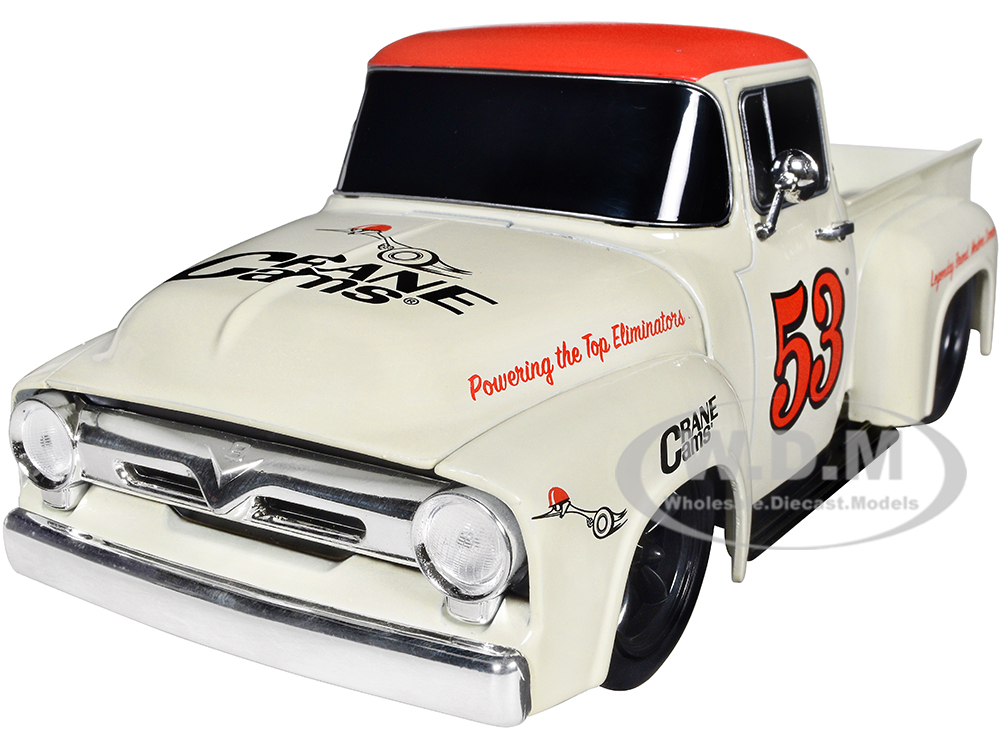 1956 Ford F-100 Pickup Truck Wimbledon White with Red Top Crane Cams Limited Edition to 6150 pieces Worldwide 1/24 Diecast Model Car by M2 Machines