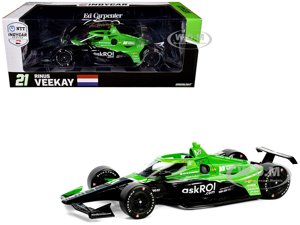 Dallara IndyCar #21 Rinus VeeKay Risk On International Ed Carpenter Racing NTT IndyCar Series (2024) 1/18 Diecast Model Car by Greenlight