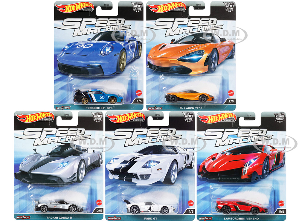 "Speed Machines" 5 piece Set "Car Culture" Series Diecast Model Cars by Hot Wheels