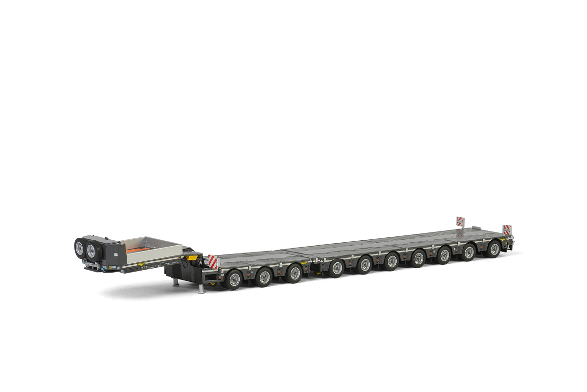 "broshuis" 7 Axle Low Loader With 3 Axle Dolly Silver And Black "wsi Premium Line" 1/50 Diecast Model By Wsi Models