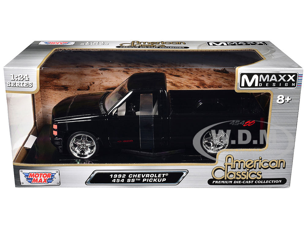 1992 Chevrolet 454 SS Pickup Truck Black Maxx Design American Classics Series 1/24 Diecast Model Car by Motormax