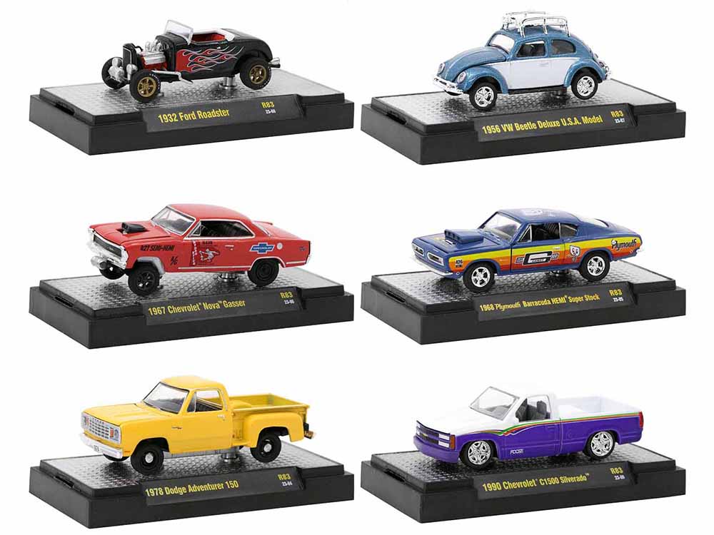 Auto-Thentics 6 piece Set Release 83 IN DISPLAY CASES Limited Edition 1/64 Diecast Model Cars by M2 Machines