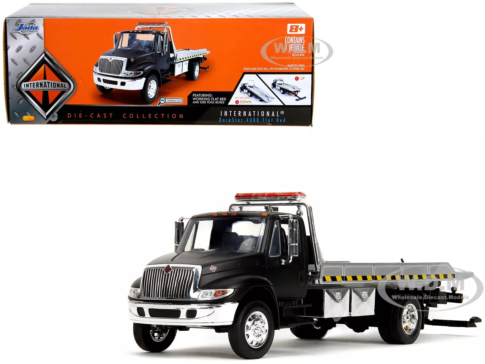 International DuraStar 4400 Flatbed Tow Truck Matt Black 1/24 Diecast Model Car by Jada