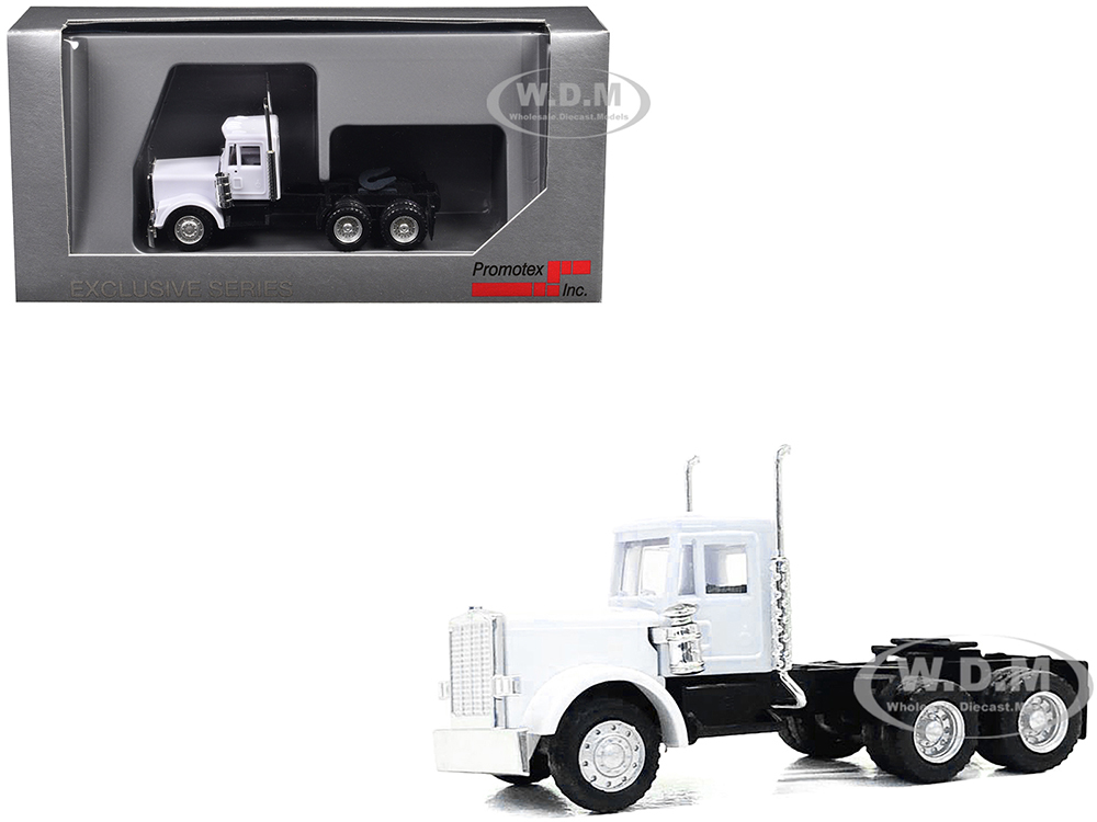 Peterbilt Short Day Cab with Updated Grill White 1/87 (HO) Plastic Model Car by Promotex