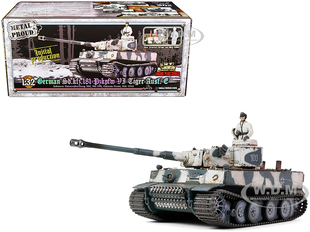 German Sd.Kfz.181 PzKpfw VI Tiger Ausf. E Heavy Tank Schwere Panzerabteilung 502 No.100 Eastern Front (February 1943) Engine Plus Series 1/32 Diecast Model by Metal Proud