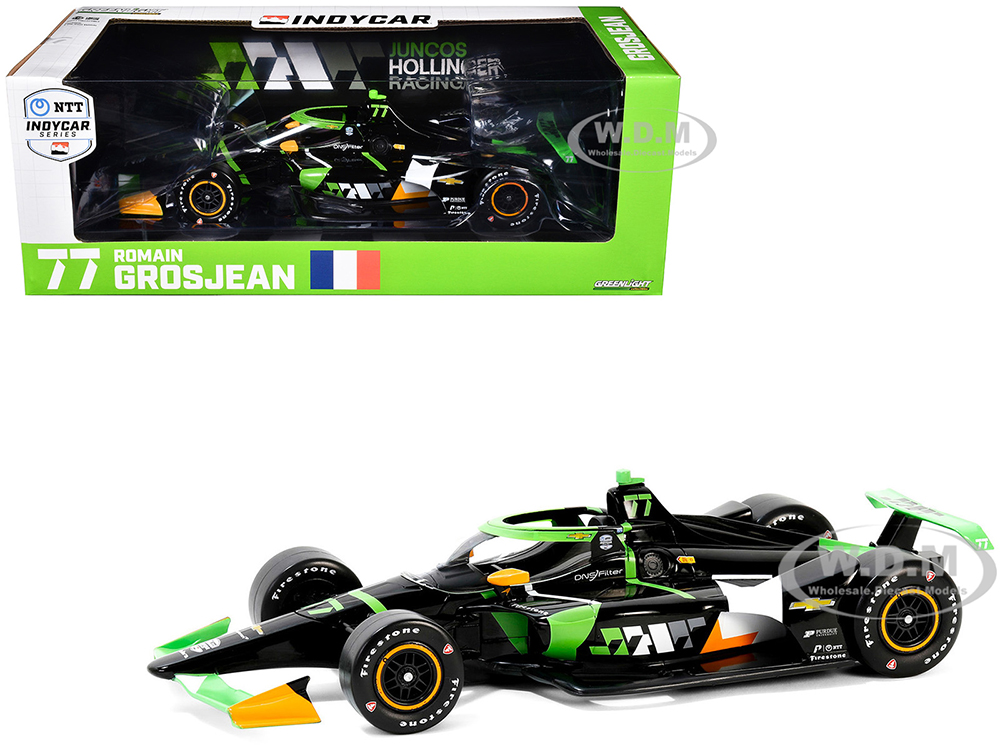 Dallara IndyCar #77 Romain Grosjean DNS Filter Juncos Hollinger Racing NTT IndyCar Series (2024) 1/18 Diecast Model Car by Greenlight