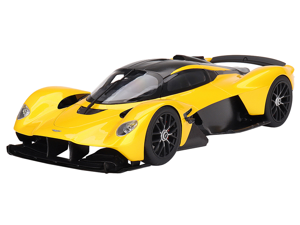 Aston Martin Valkyrie Cosmopolitan Yellow Metallic and Carbon 1/18 Model Car by Top Speed