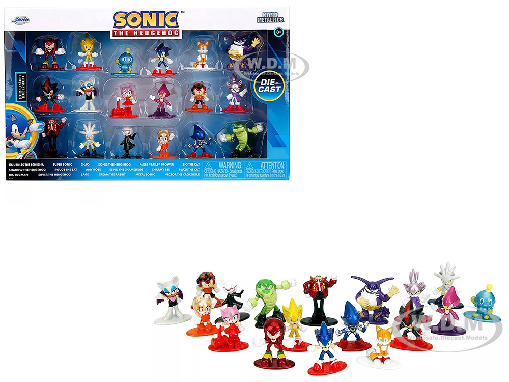 Sonic The Hedgehog Set of 18 Diecast Figures Nano Metalfigs Series by Jada