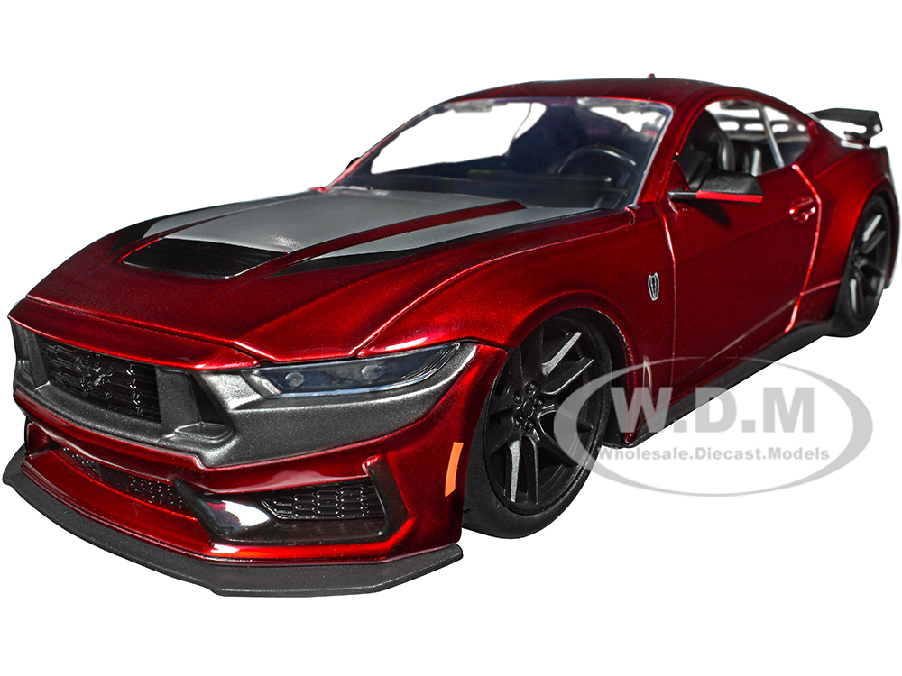 2024 Ford Mustang Dark Horse Candy Red with Gray Hood Bigtime Muscle Series 1/24 Diecast Model Car by Jada