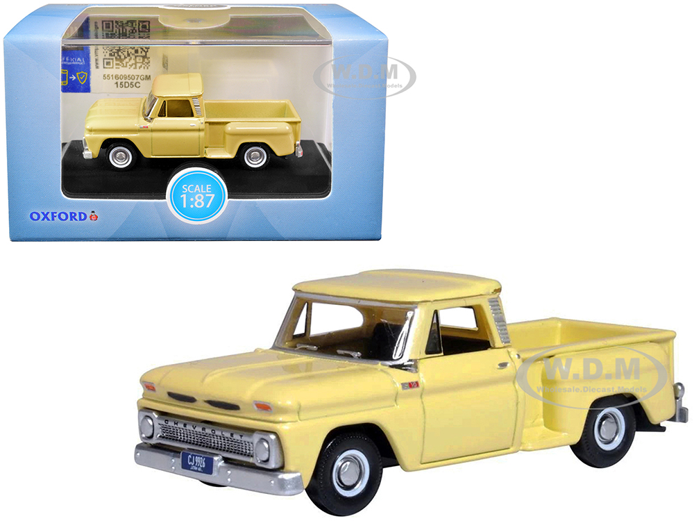 1965 Chevrolet C10 Stepside Pickup Truck Yellow 1/87 (HO) Scale Diecast Model Car by Oxford Diecast