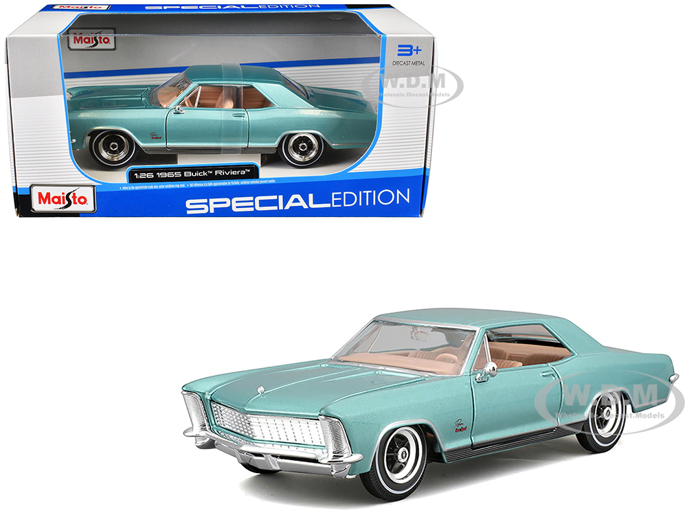 1965 Buick Riviera Gran Sport Light Blue Metallic Special Edition Series 1/26 Diecast Model Car by Maisto