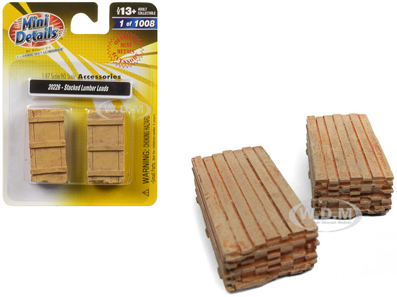 Stacked Lumber Loads 2 Piece Accessory Set 1/87 (ho) Scale By Classic Metal Works