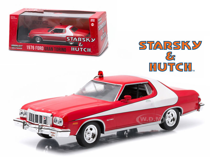 1976 Ford Gran Torino Red with White Stripe Starsky and Hutch (1975-1979) TV Series 1/43 Diecast Model Car by Greenlight