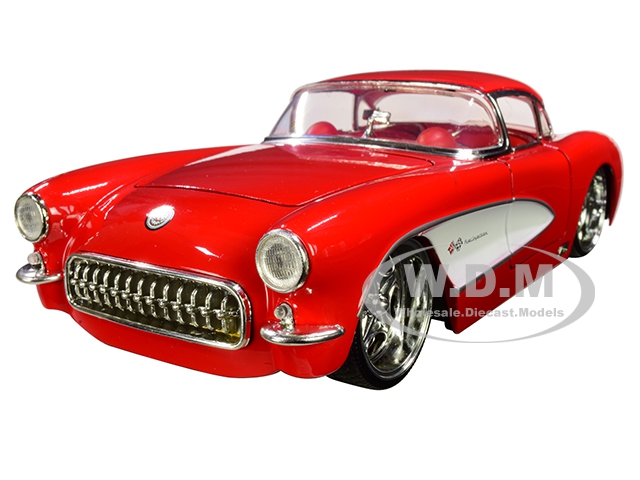 1957 Chevrolet Corvette Red with Red Interior Bigtime Muscle 1/24 Diecast Model Car by Jada