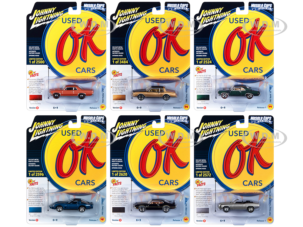 Muscle Cars USA 2023 Set B of 6 pieces Release 1 OK Used Cars 1/64 Diecast Model Cars by Johnny Lightning