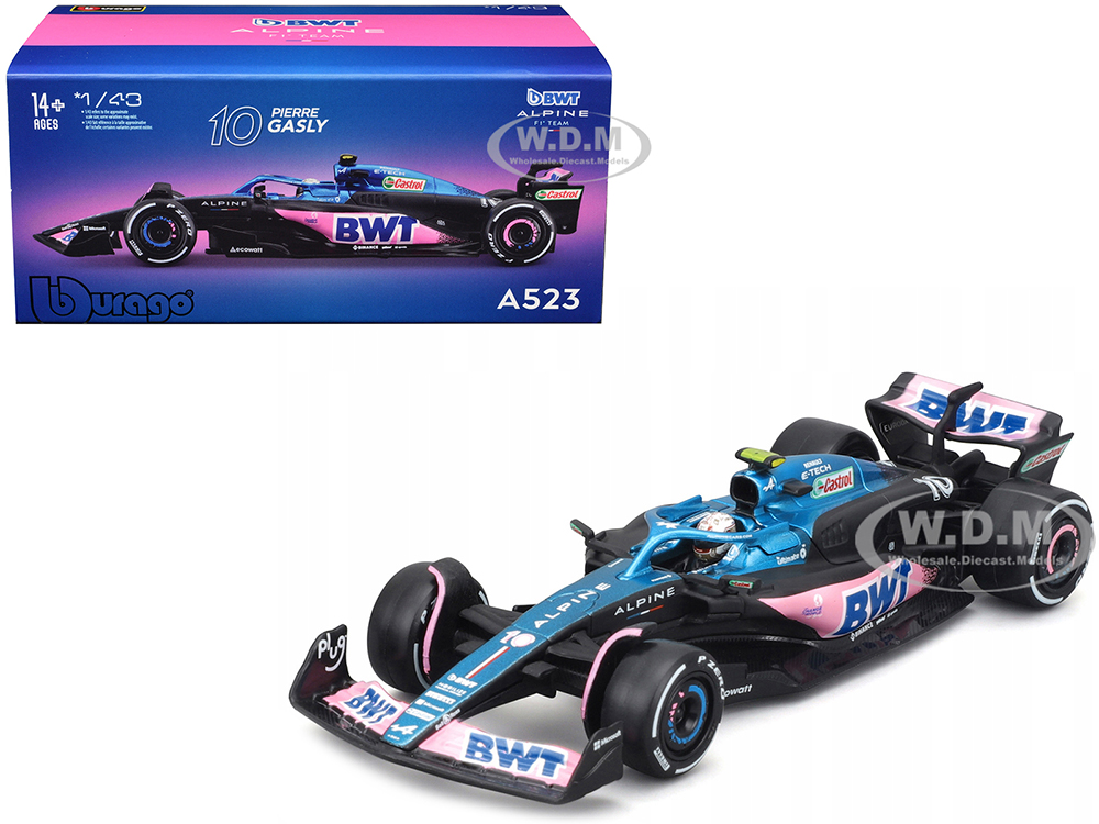 Alpine A523 #10 Pierre Gasly BWT Formula One F1 World Championship (2023) with Driver in Car 1/43 Diecast Model Car by Bburago