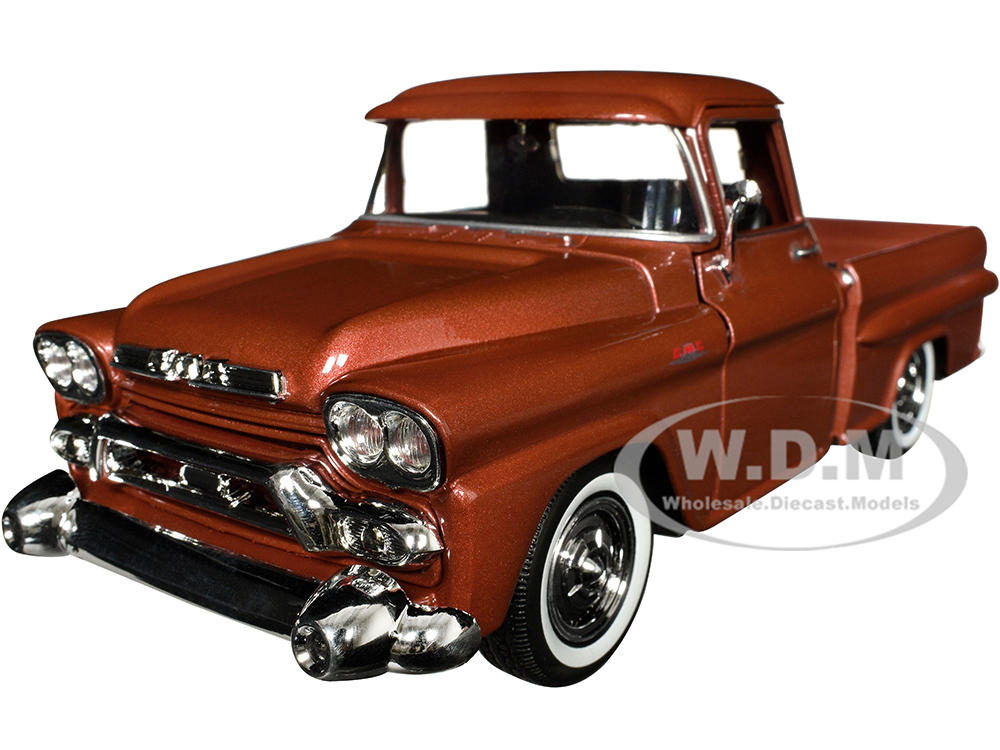 1958 GMC 100 Wideside Pickup Truck Brown Metallic Timeless Legends Series 1/24 Diecast Model Car by Motormax