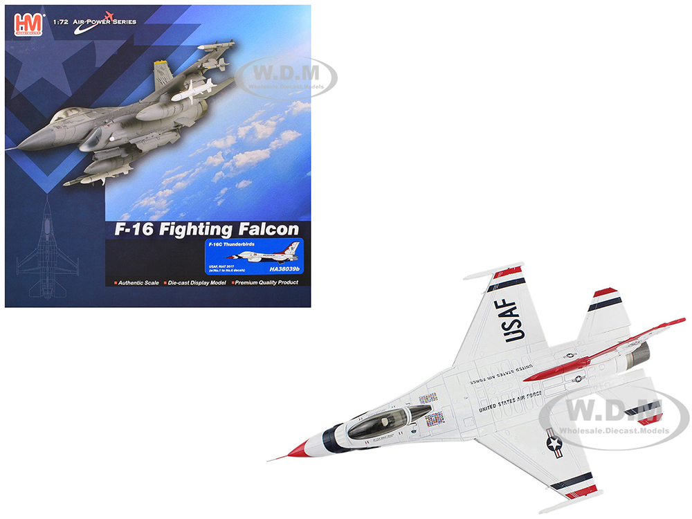 Lockheed F-16C Fighting Falcon Fighter Aircraft Thunderbirds #1-6 Decals Royal International Air Tattoo (2017) United States Air Force Air Power Series 1/72 Diecast Model by Hobby Master