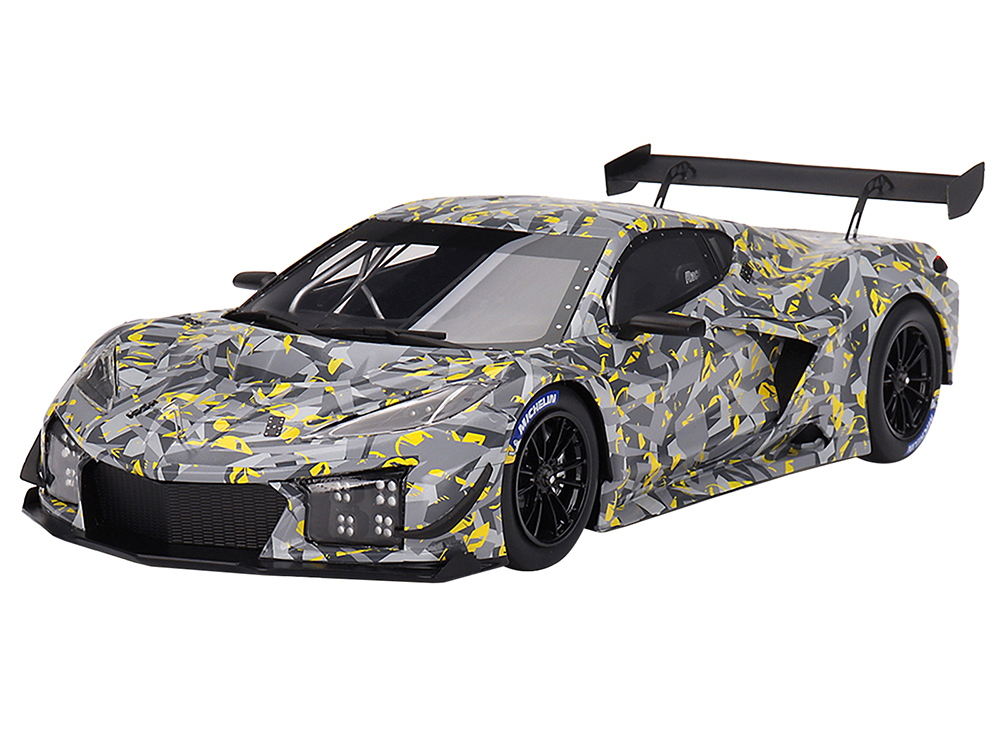 Chevrolet Corvette Z06 GT3.R Gray and Yellow Graphics Sebring Test Car (2022) 1/18 Model Car by Top Speed