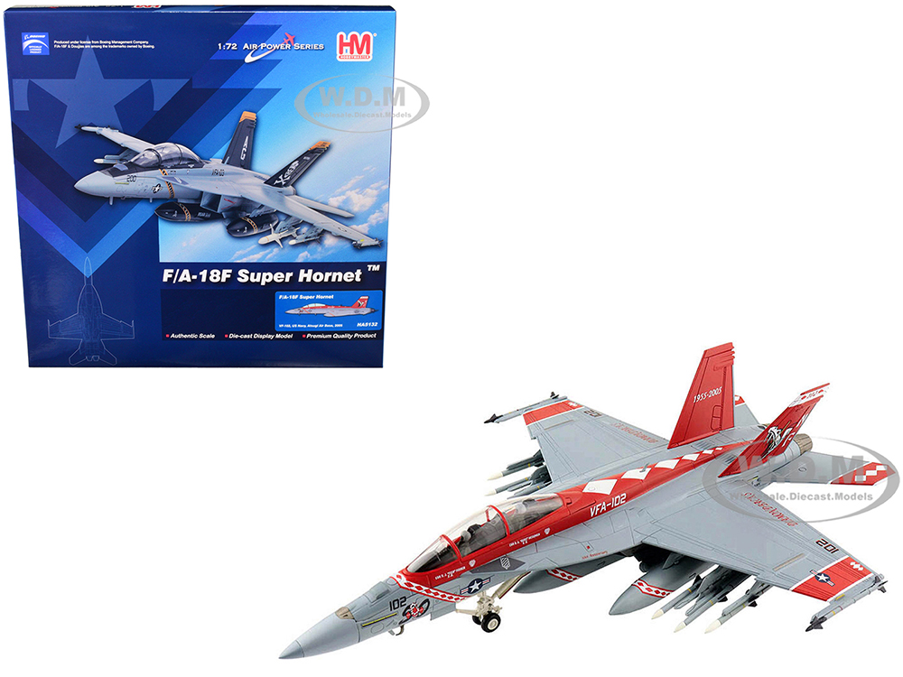 Boeing F/A-18F Super Hornet Fighter Aircraft VF-102 United States Navy Atsugi Air Base (2005) Air Power Series 1/72 Diecast Model by Hobby Master