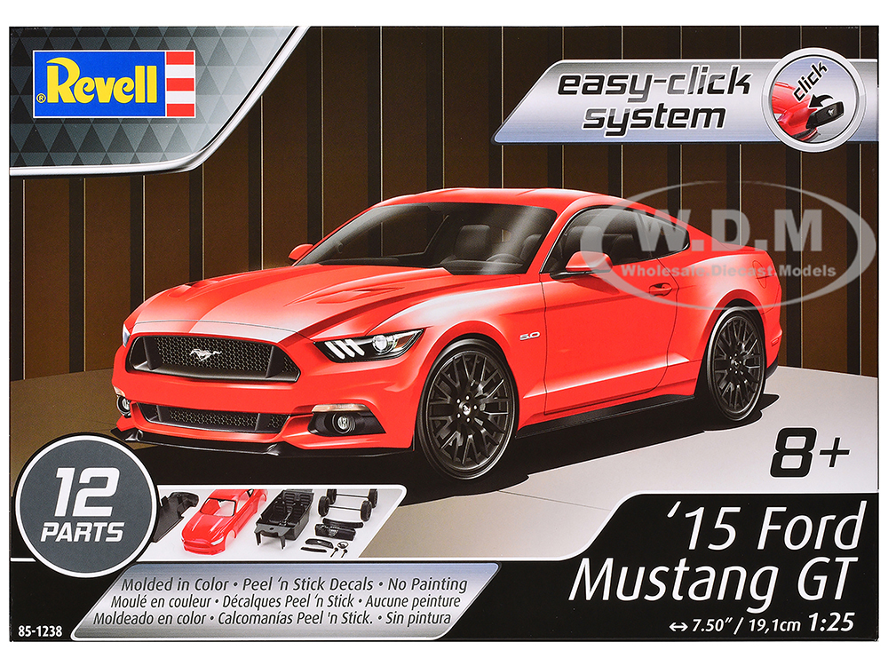 Level 2 Easy-Click Model Kit 2015 Ford Mustang GT 1/25 Scale Model by Revell