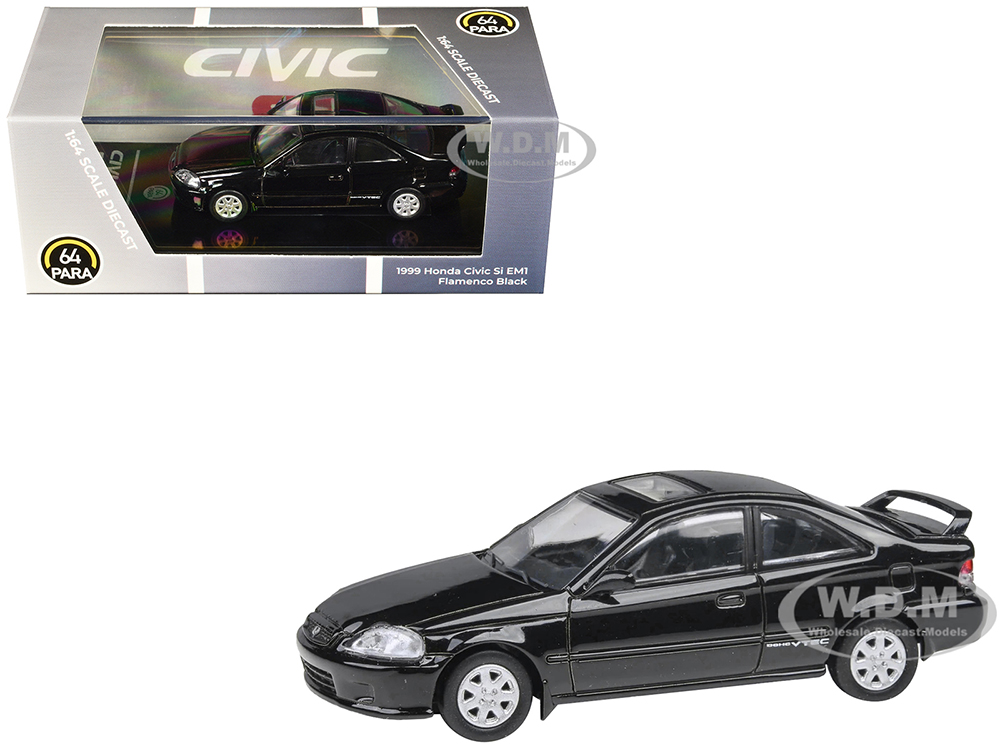 1999 Honda Civic Si EM1 Flamenco Black with Sunroof 1/64 Diecast Model Car by Paragon Models