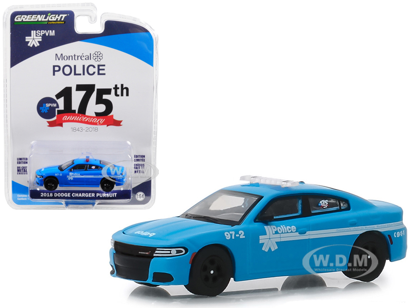 2018 Dodge Charger Pursuit "montreal Canada Police 175th Anniversary" (1843-2018) Blue "anniversary Collection" Series 8 1/64 Diecast Model Car By Gr