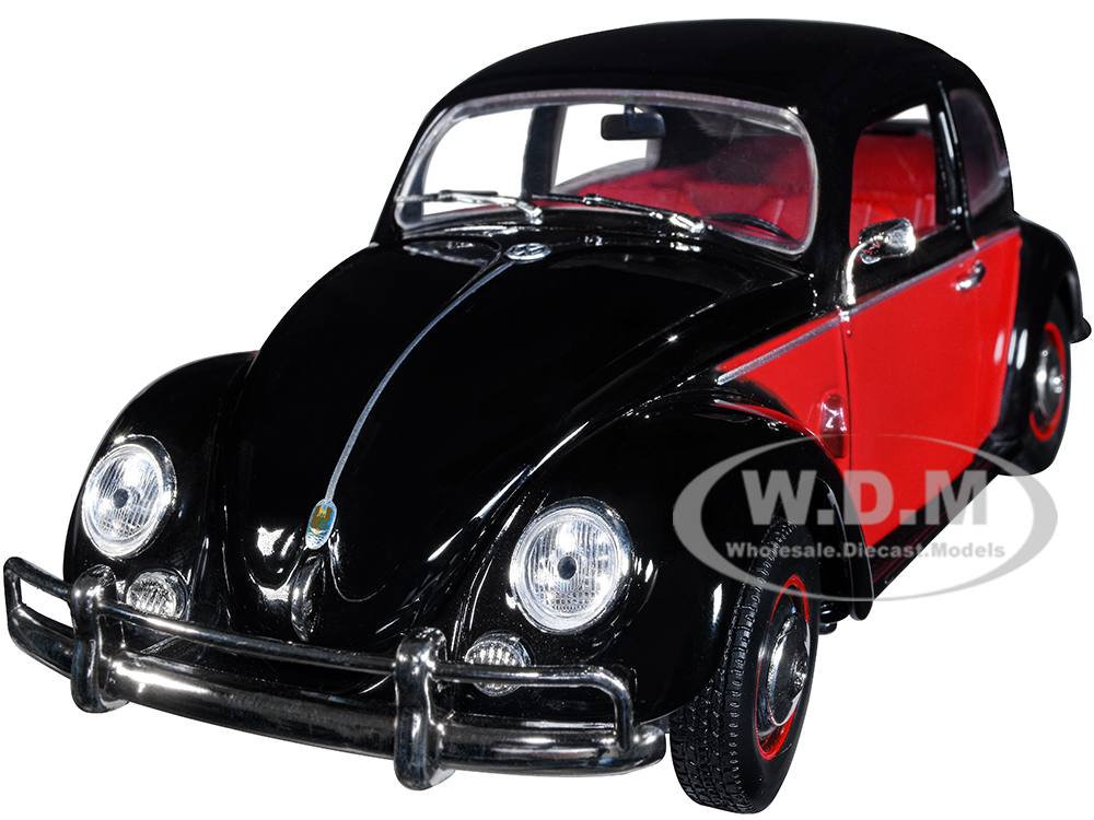 1952 Volkswagen Beetle Deluxe Black and Red with Red Interior Limited Edition to 9600 pieces Worldwide 1/24 Diecast Model Car by M2 Machines