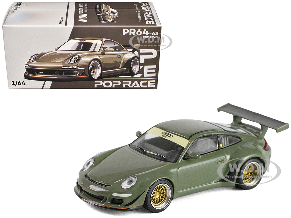 RWB 997 Rough World Dark Green 1/64 Diecast Model Car by Pop Race