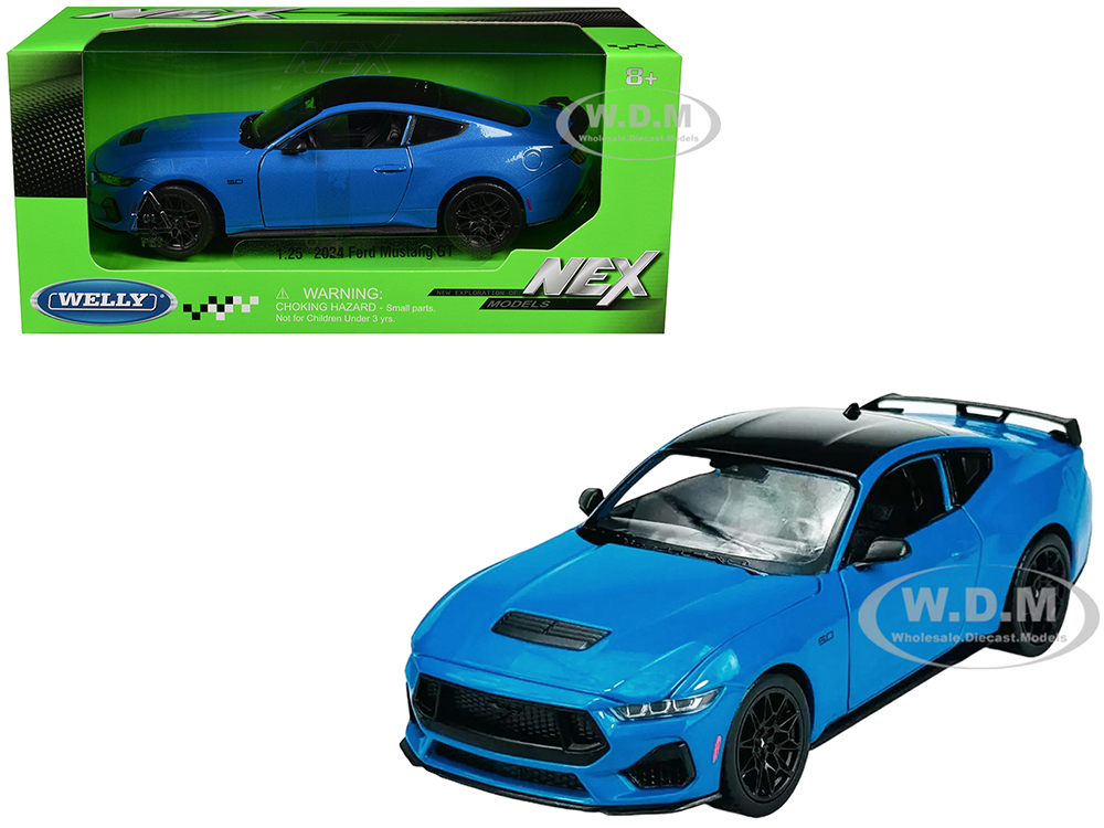 2024 Ford Mustang GT 5.0 Blue with Black Top "NEX Models" Series 1/25 Diecast Model Car by Welly