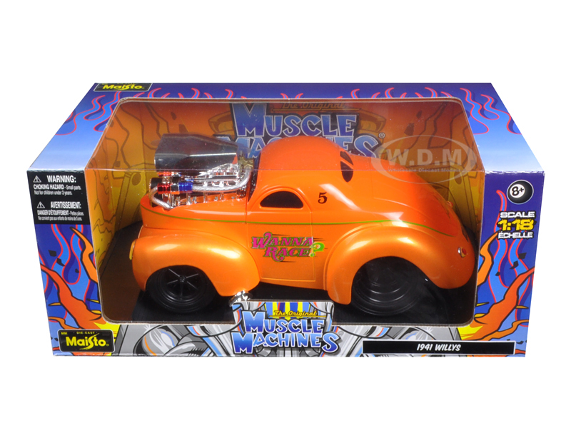 1941 Willys Coupe Metallic Orange "muscle Machines" 1/18 Diecast Model Car By Maisto