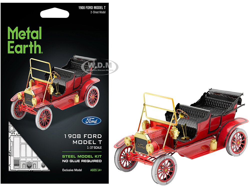 Model Kit 1908 Ford Model T Red (Moderate Difficulty) Steel Model by Metal Earth