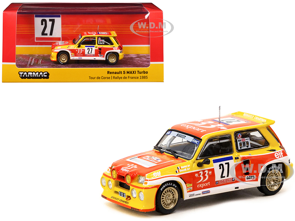 Renault 5 MAXI Turbo #27 Didier Auriol - Bernard Occelli Tour de Corse - Rallye de France (1985) Hobby64 Series 1/64 Diecast Model Car by Tarmac Works