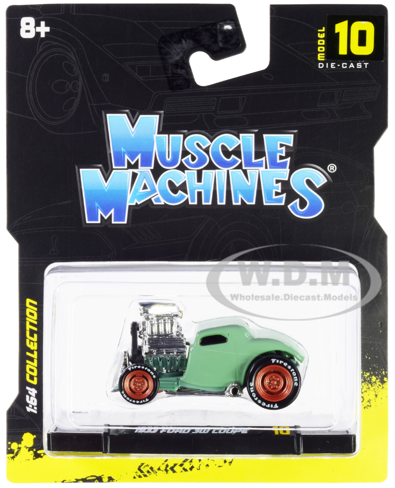 1933 Ford 3W Coupe Light Green 1/64 Diecast Model Car by Muscle Machines