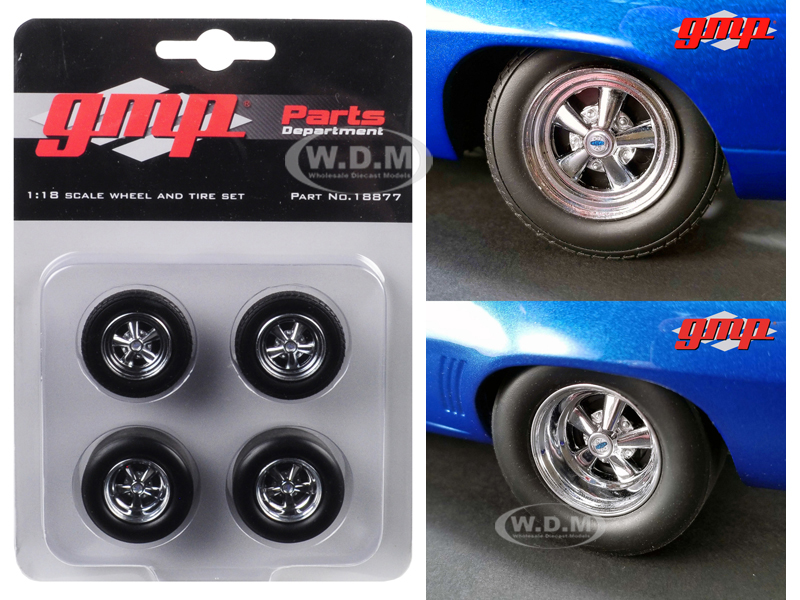 Wheels And Tires Set Of 4 Pieces From 1969 Chevrolet Camaro 1320 Drag Kings 1/18 By Gmp