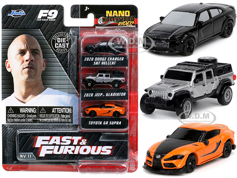 "Fast &amp; Furious 9" (2021) Movie 3 piece Set "Nano Hollywood Rides" Series Diecast Model Cars by Jada