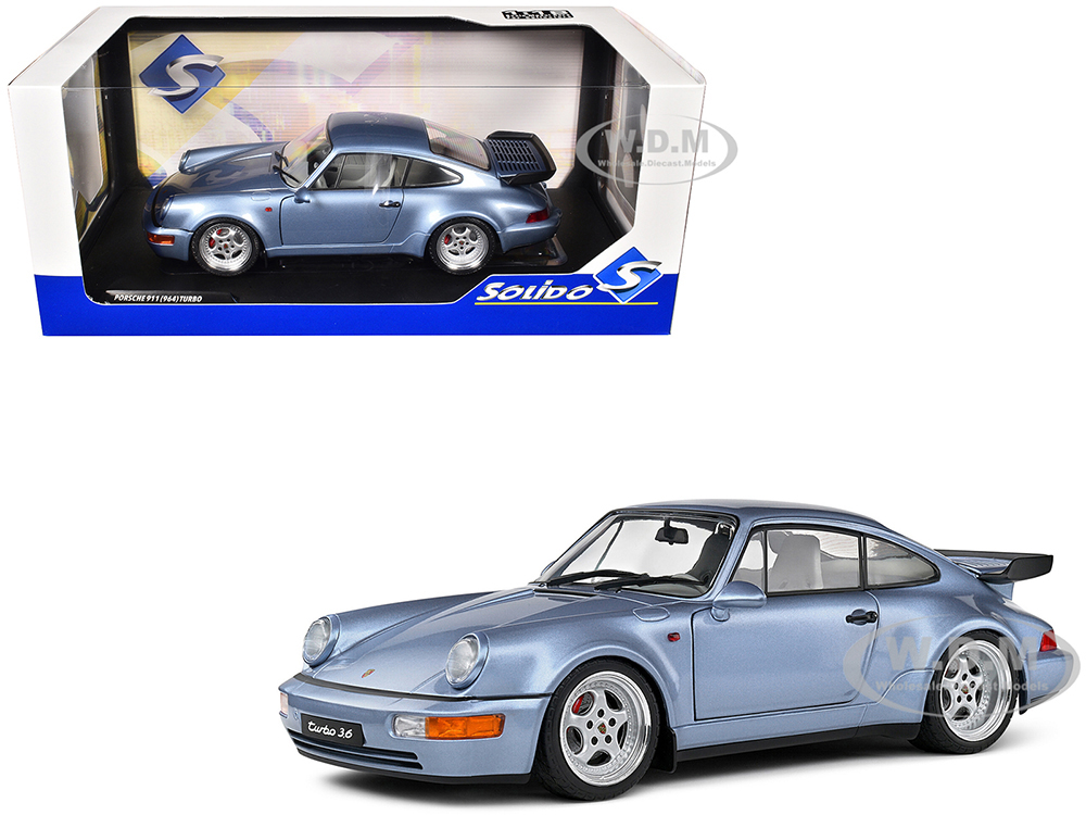 1990 Porsche 911 (964) Turbo Horizon Blue Metallic 1/18 Diecast Model Car by Solido