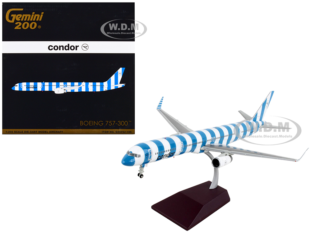 Boeing 757-300 Commercial Aircraft Condor Airlines Blue and White Stripes Gemini 200 Series 1/200 Diecast Model Airplane by GeminiJets