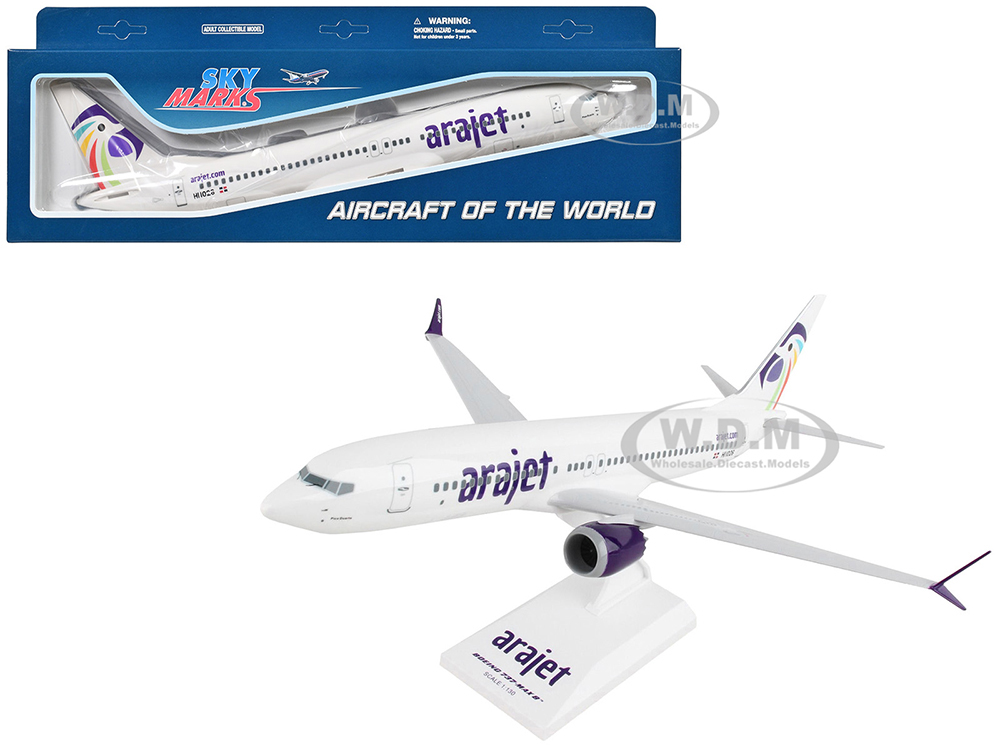 Boeing 737 MAX 8 Commercial Aircraft "Arajet" (HI1026) White with Tail Graphics (Snap-Fit) 1/130 Plastic Model by Skymarks