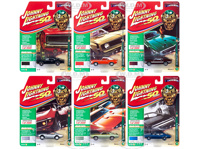 Muscle Cars Usa 2019 Release 1 Set B Of 6 Cars "class Of 1969" 1/64 Diecast Models By Johnny Lightning