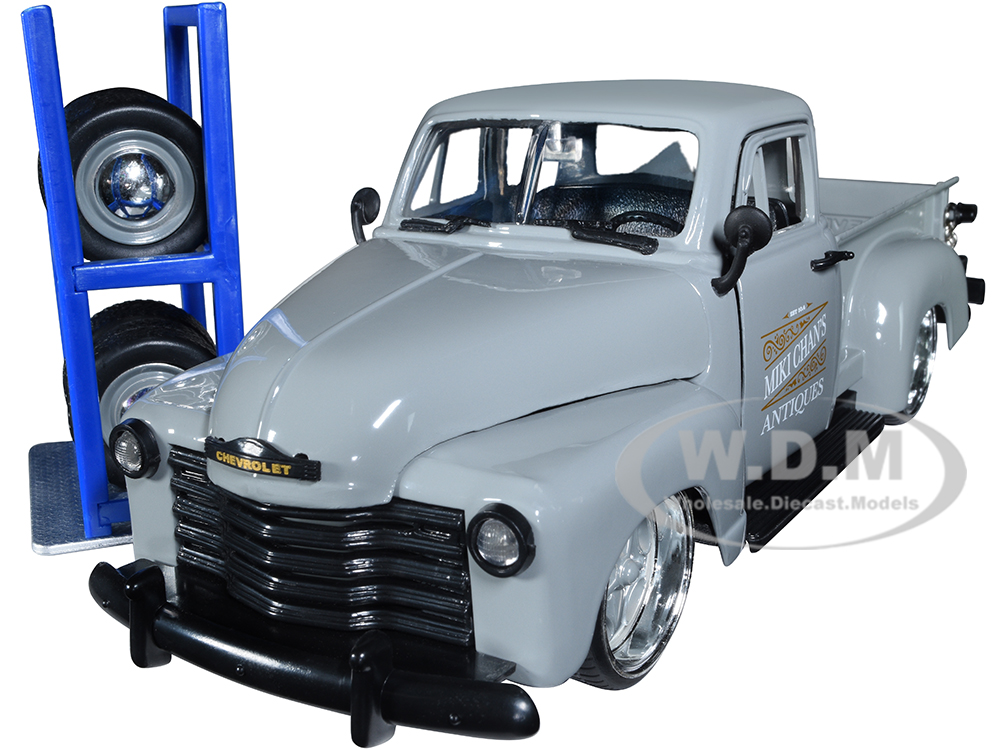 1953 Chevrolet Pickup Truck Gray "Miki Chans Antiques" with Extra Wheels "Just Trucks" Series 1/24 Diecast Model Car by Jada