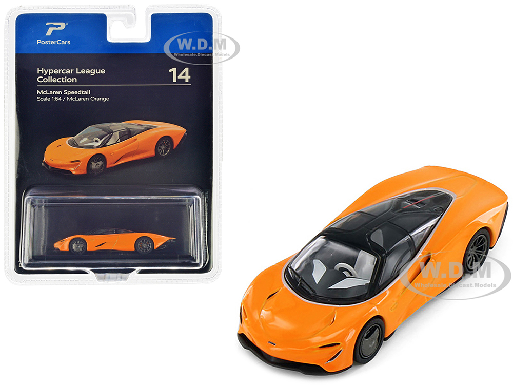 McLaren Speedtail McLaren Orange with Black Top Hypercar League Collection 1/64 Diecast Model Car by PosterCars