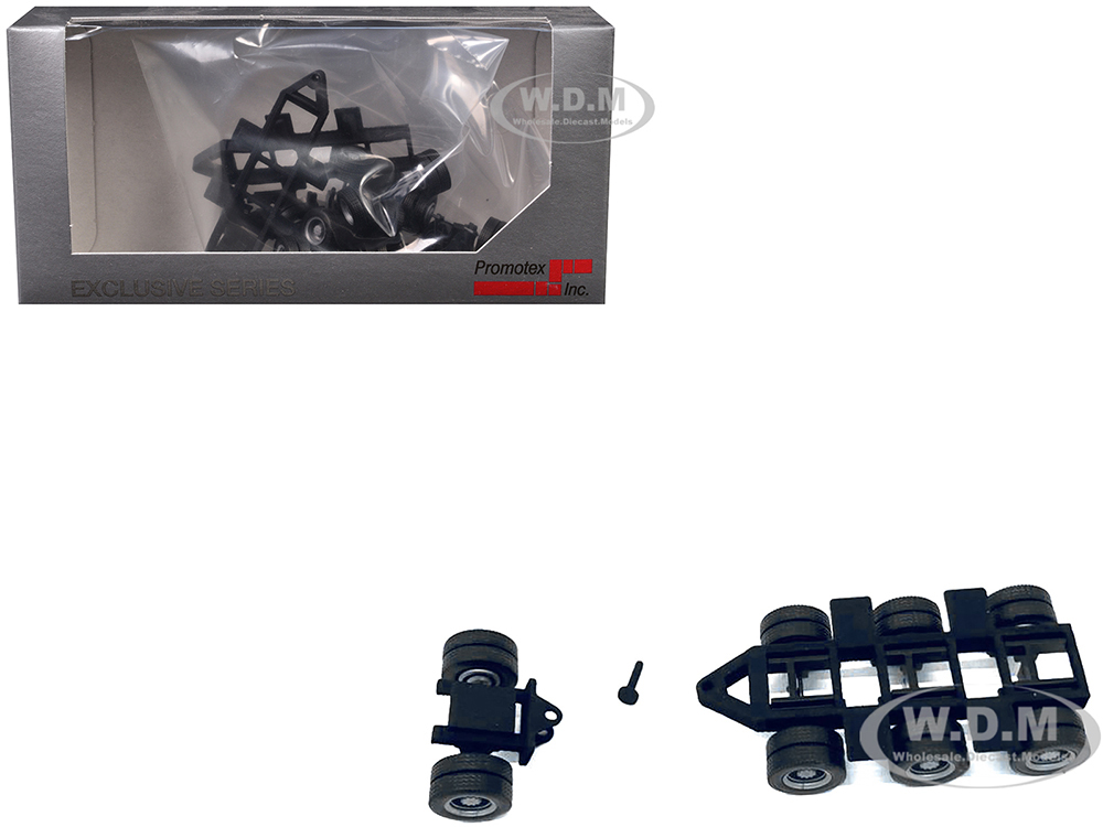 Lowboy Tri-Axle Booster with Integrated Rear Axle (2 Sets) 1/87 (HO) Plastic Model by Promotex