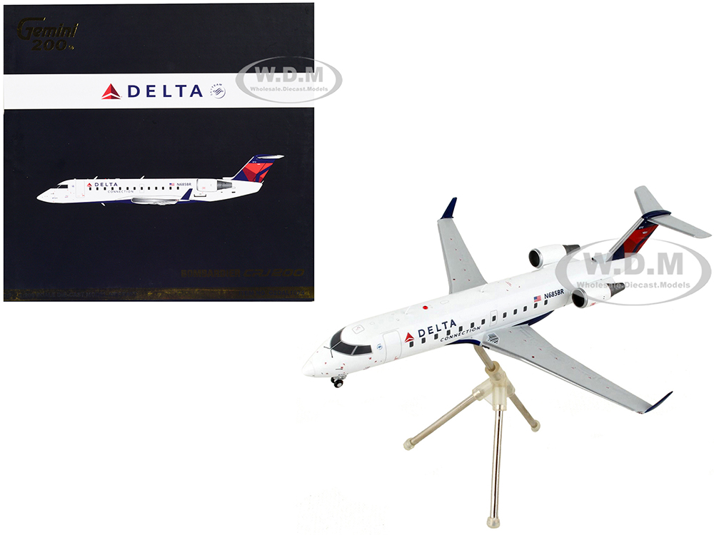 Bombardier CRJ200 Commercial Aircraft "Delta Air Lines - Delta Connection" White with Blue and Red Tail "Gemini 200" Series 1/200 Diecast Model Airpl
